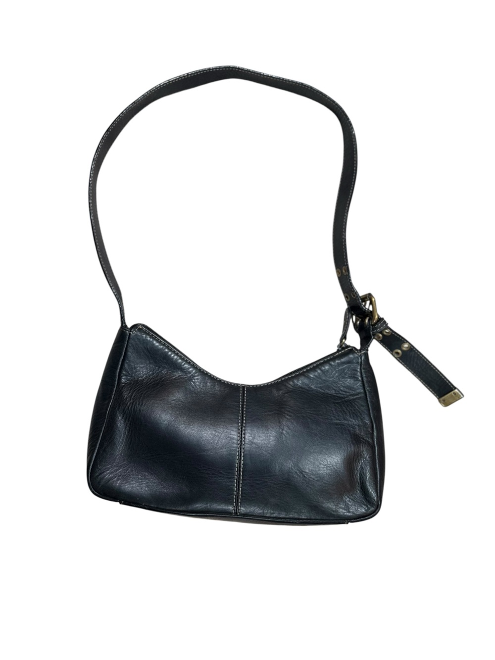 Etienne Aigner Black Leather Shoulder Bag with Gold Hardware